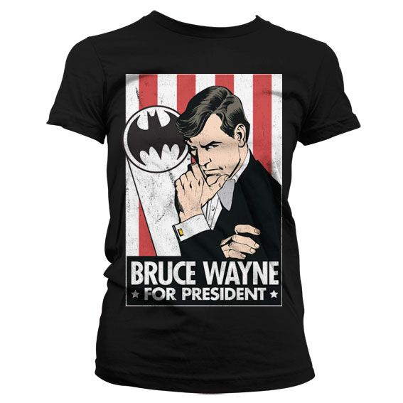 Batman stylové dámské tričko s potiskem Bruce Wayne For President