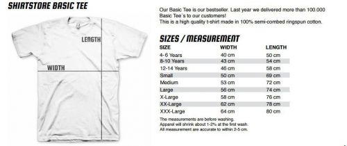 Measurement Charts for basic T-Shirts