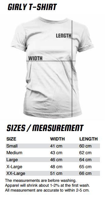Measurement Charts for Ladies T-Shirts