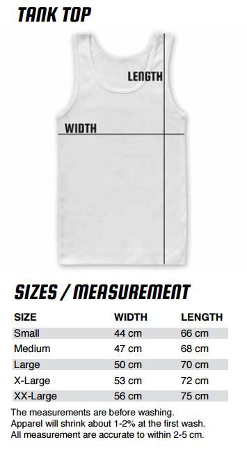 Measurement Charts for Tank Tops