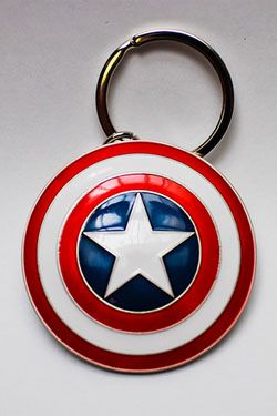 Marvel Comics Metal Keychain Captain America Shield Semic