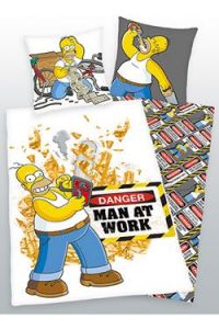 Simpsonovi Povlečení Set Man At Work 135 x 200 cm / 80 x 80 cm HHE