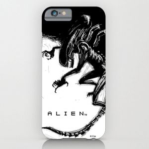 Alien iPhone 6 Case Xenomorph Black & White Comic Geek Apparel