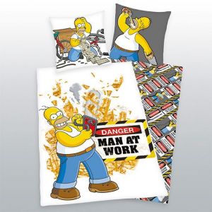 Simpsonovi Povlečení Set Man At Work 135 x 200 cm / 80 x 80 cm HHE