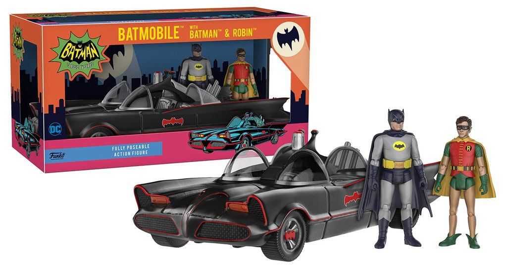 Batman 1966 Akční Figure Set Batman, Robin & Batmobile 10 cm Funko