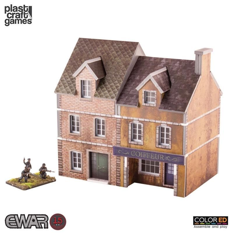 EWAR WWII ColorED Miniature Gaming Model Kit 15 mm Semi-detached Building Plast Craft Games
