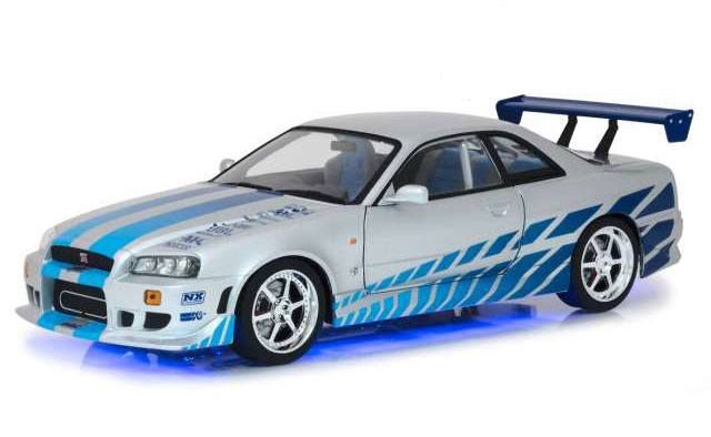 2 Fast 2 Furious Kov. Model 1/18 1999 Brians Nissan Skyline GT-R34 with Light-Up Function Greenlight Collectibles