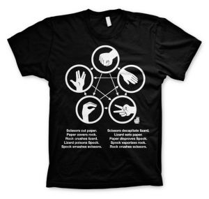 Stylové pánské tričko The Big Bang Theory Sheldons Rock-Paper-Scissors-Lizard | L, M, S, XL, XXL