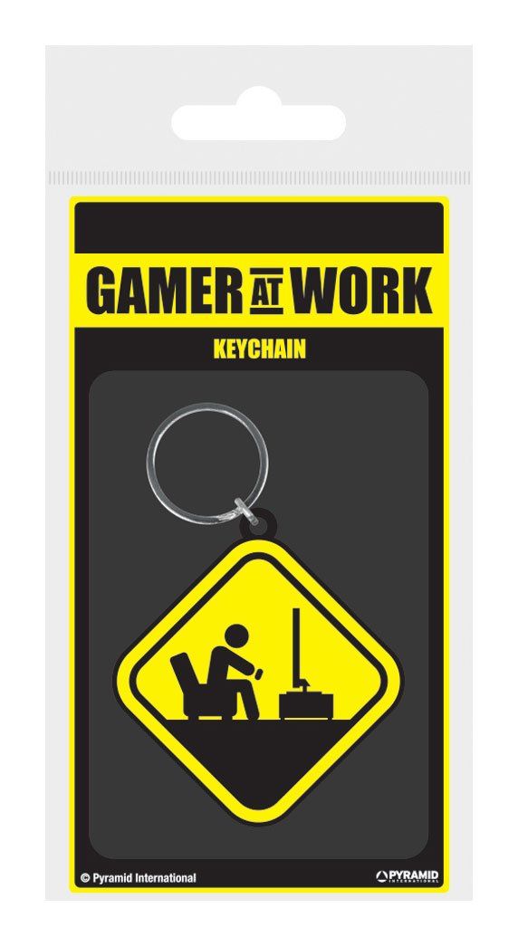 Gamer At Work Gumový Keychain Caution Sign 6 cm Pyramid International