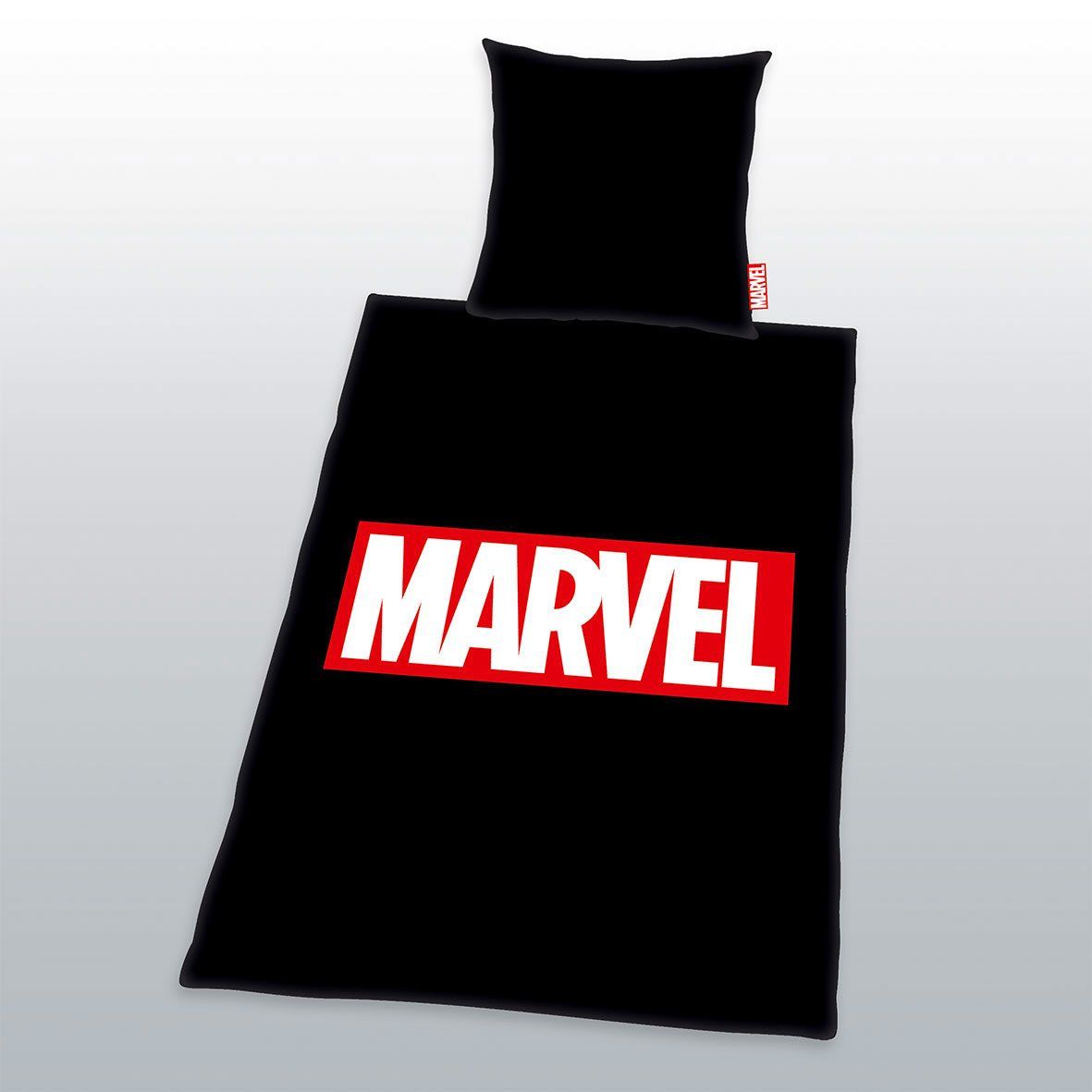 Marvel Comics Povlečení Set Logo Black 135 x 200 cm / 80 x 80 cm Herding