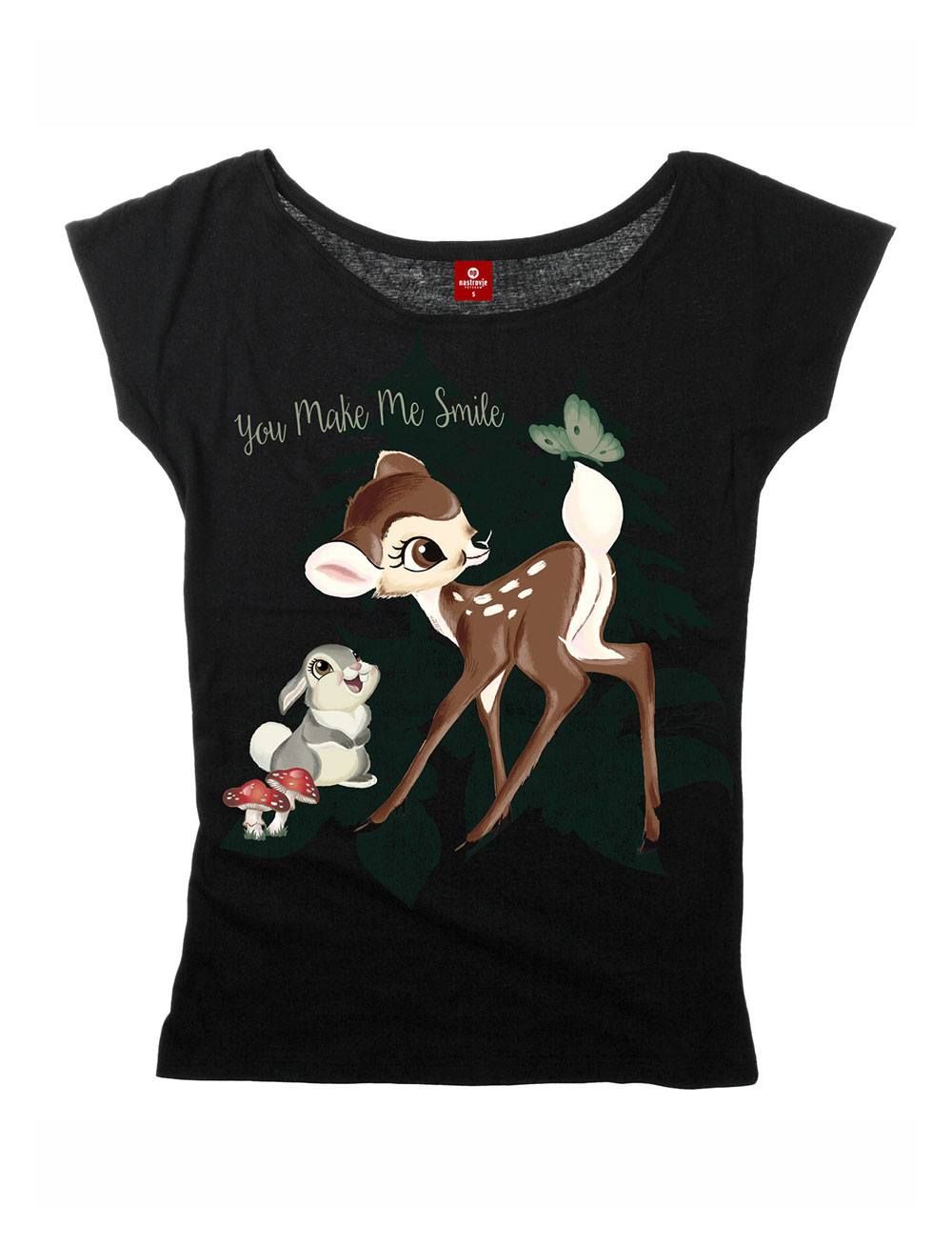Bambi Dámské Loose Tričko Smile Velikost S Nastrovje Potsdam