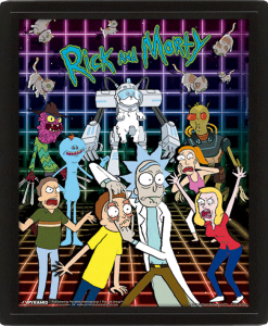 Rick and Morty Zarámovaný 3D Lenticular Plakát Pack Characters Grid 26 x 20 cm (3)