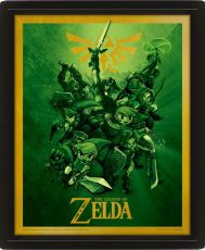 Legend of Zelda Zarámovaný 3D Effect Plakát Pack Link 26 x 20 cm (3)