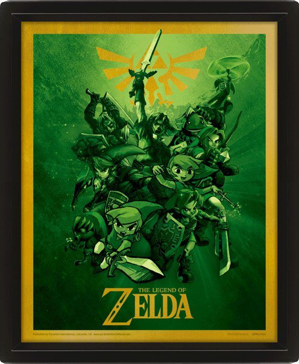 Legend of Zelda Zarámovaný 3D Effect Plakát Pack Link 26 x 20 cm (3) Pyramid International