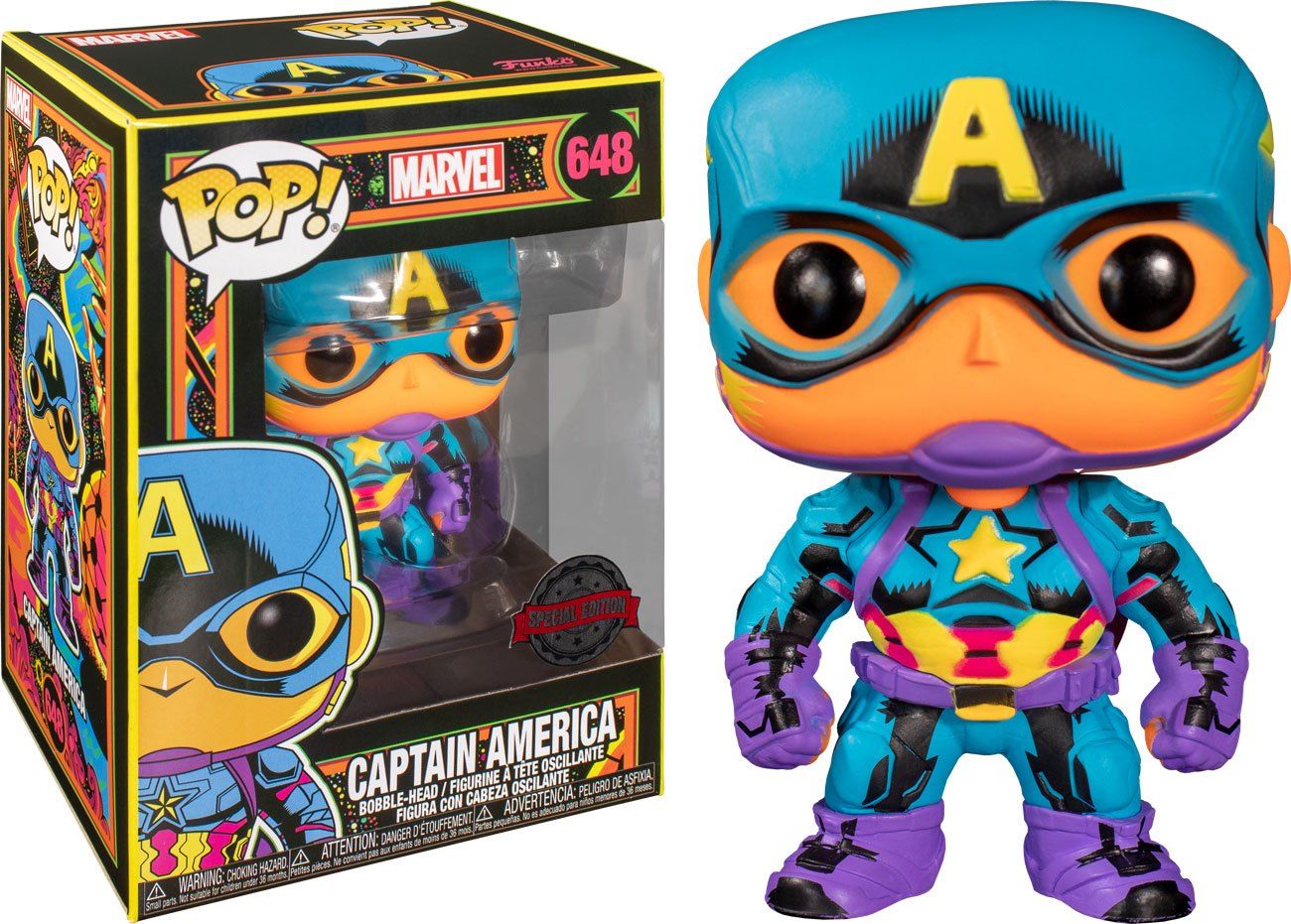 Marvel POP! Marvel Black Light vinylová Figure Captain America 9 cm Funko
