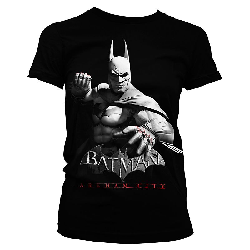 Batman černé dámské tričko s potiskem Arkham City Licenced