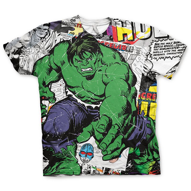 Marvel tričko s potiskem The Hulk Comic Allover Licenced