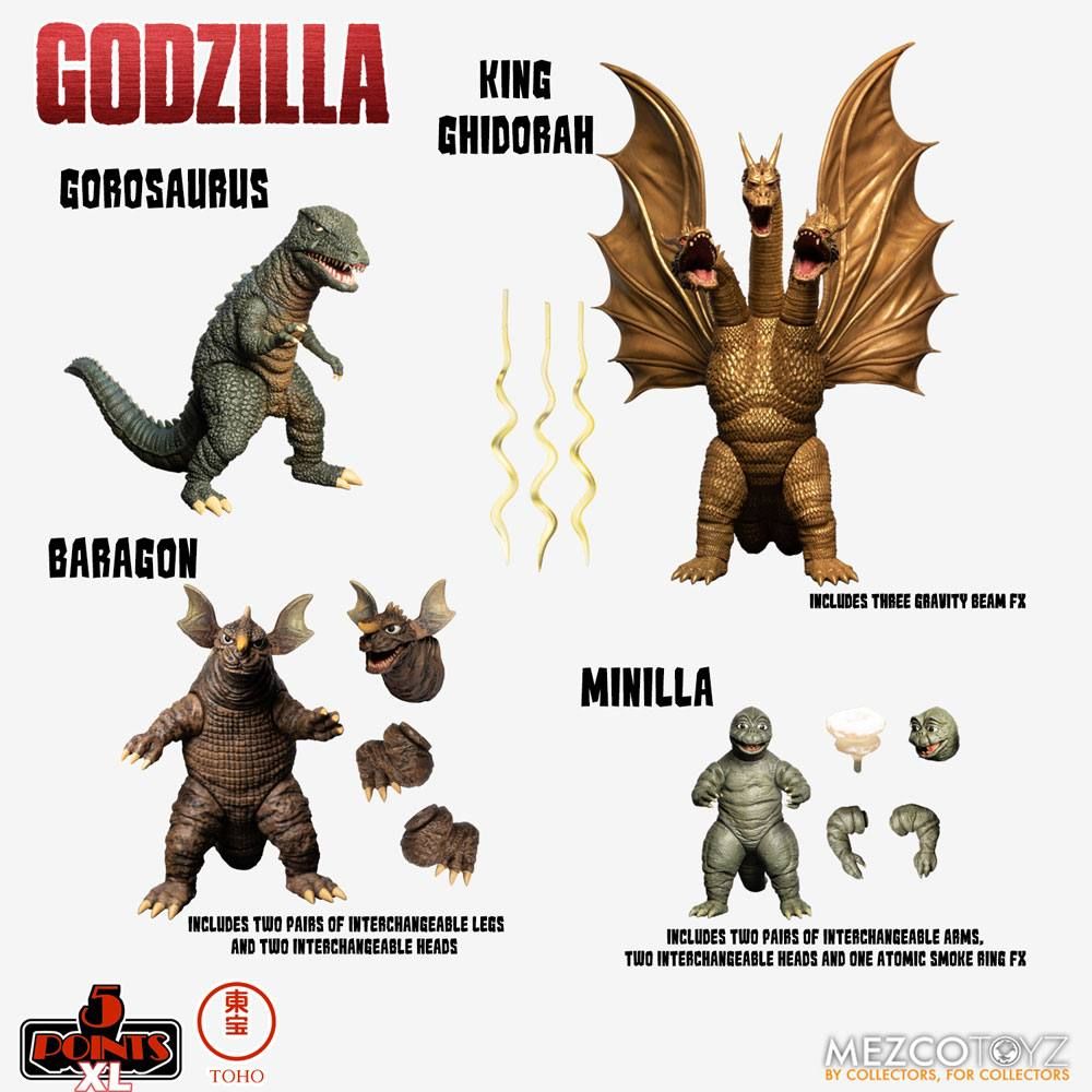 Godzilla: Destroy All Monsters 5 Points XL Akční Figures Deluxe Box Set Round 2 11 cm Mezco Toys