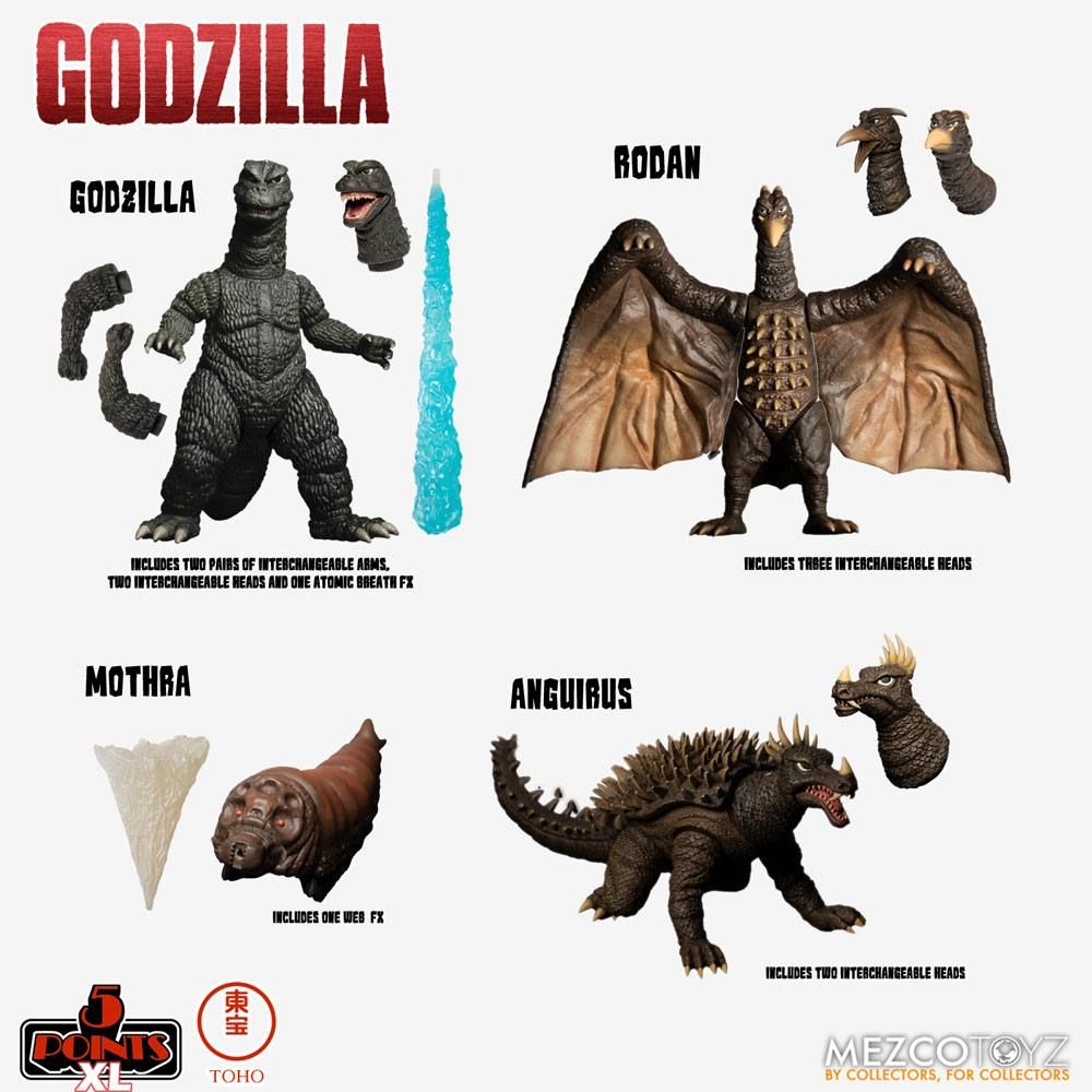 Godzilla: Destroy All Monsters 5 Points XL Akční Figures Deluxe Box Set Round 1 11 cm Mezco Toys