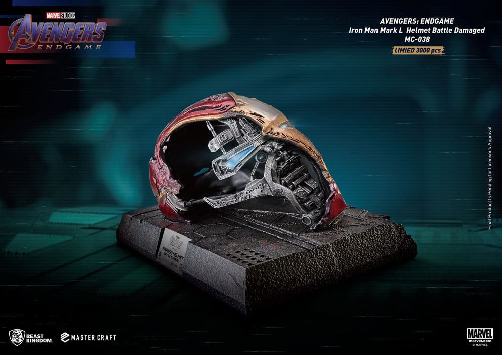 Avengers Endgame Master Craft Soška Iron Man Mark50 Helma Battle Damaged 22 cm Beast Kingdom Toys