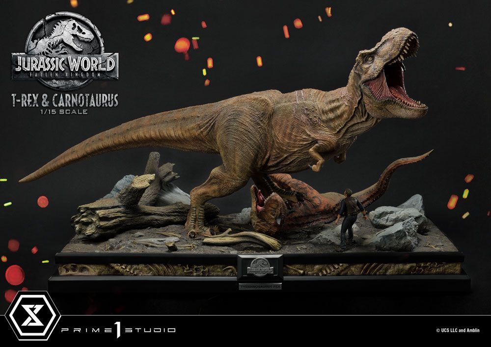 Jurassic World: Fallen Kingdom Soška 1/15 T-Rex & Carnotaurus 90 cm Prime 1 Studio