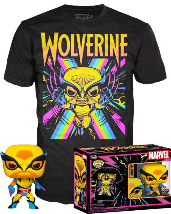 Marvel X-Men POP! & Tee Box Wolverine (Blacklight) Velikost M Funko