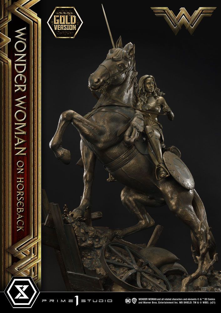 Wonder Woman Soška Wonder Woman on Horseback Gold Verze 138 cm Prime 1 Studio