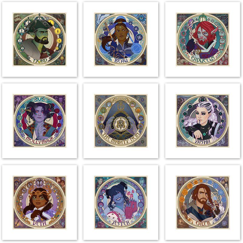 Critical Role Art Print Mighty Nein Portrait Series 35 x 35 cm - unframed (Set of 9) Sideshow Collectibles