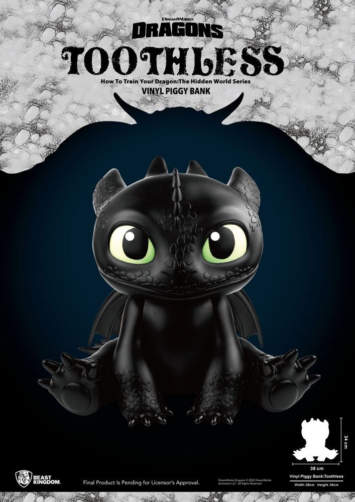 How To Train Your Dragon Piggy Vinyl Pokladnička Toothless 30 cm Beast Kingdom Toys