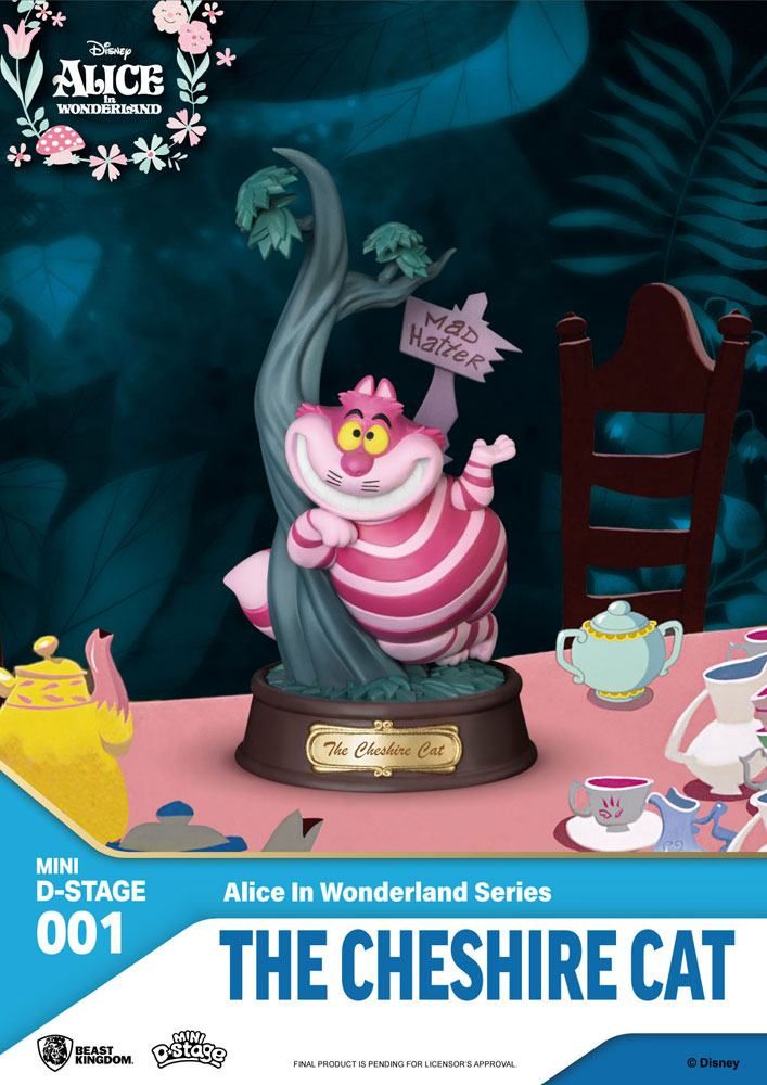 Alice in Wonderland Mini Diorama Stage PVC Soška The Cheshire Cat 10 cm Beast Kingdom Toys