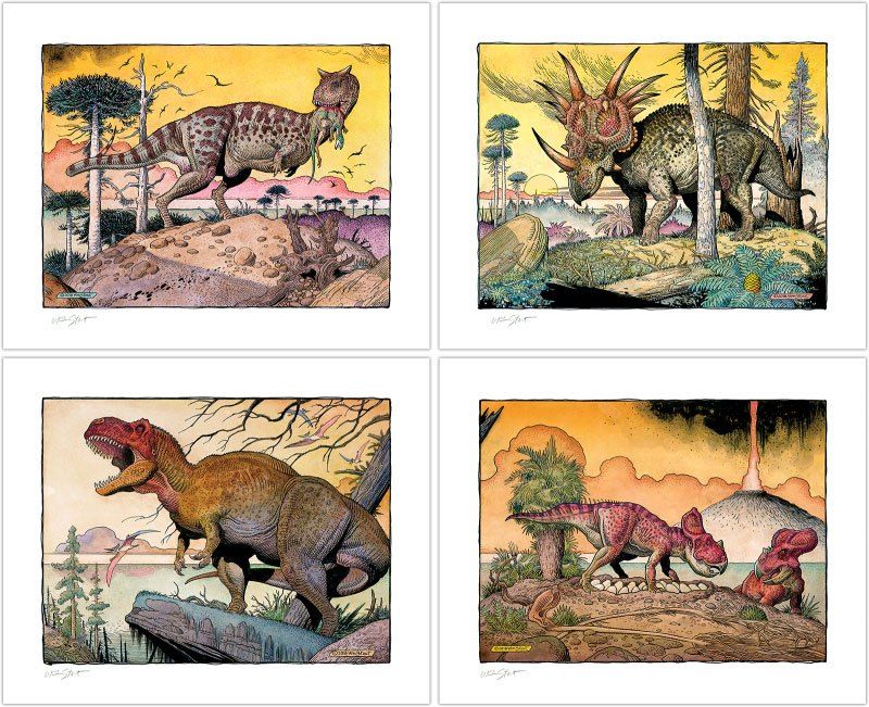 William Stout Art Prints Dinosaur Series: The Cretaceous Era 41 x 33 cm - unframed (Set of 4) Sideshow Collectibles