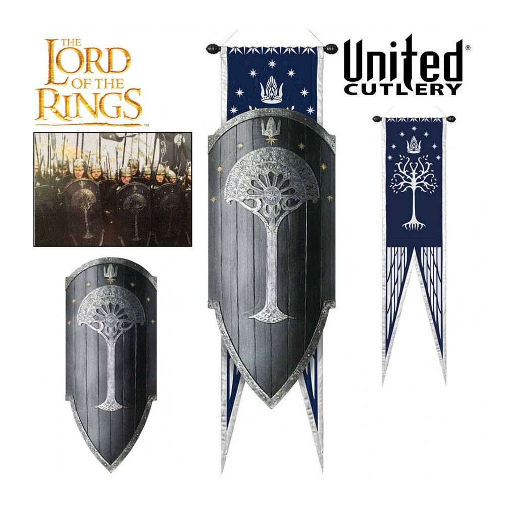 Lord of the Rings Replika 1/1 Gondorian Shield with Flag 113 cm United Cutlery