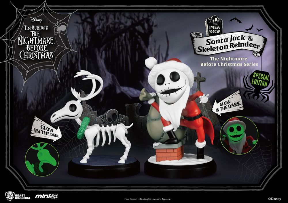 Nightmare Before Christmas Mini Egg Attack Figure 2-Pack Santa Jack & Skeleton Reindeer 8 cm Beast Kingdom Toys