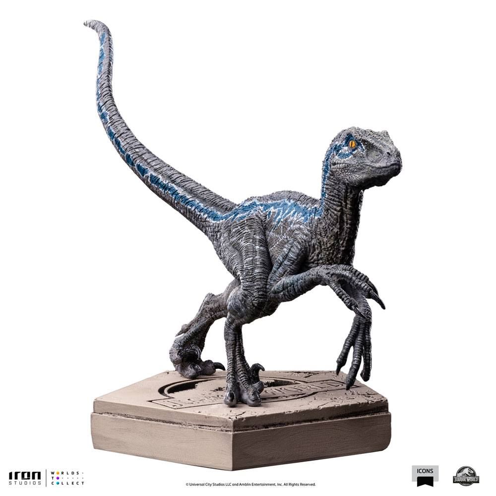 Jurassic World Icons Soška Velociraptor Blue 9 cm Iron Studios
