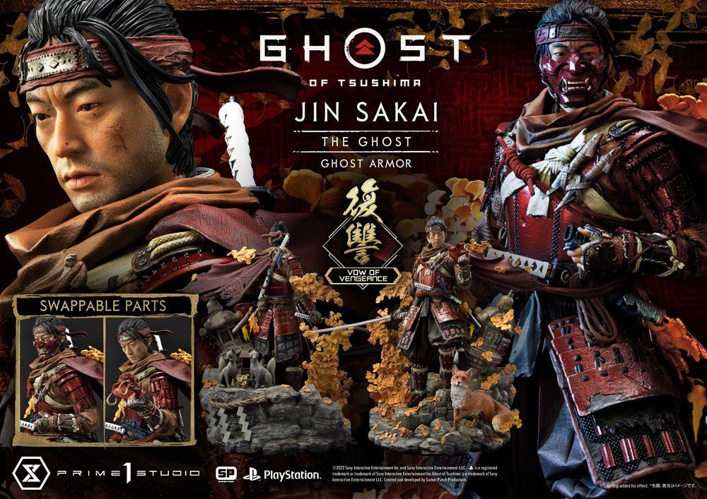 Ghost of Tsushima Soška 1/4 Jin Sakai, The Ghost Vow of Vengeance Ghost Armor 58 cm Prime 1 Studio