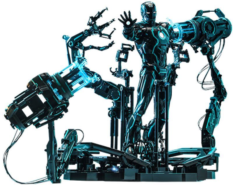 Iron Man 2 Akční Figure 1/6 Neon Tech Iron Man with Suit-Up Gantry 32 cm Hot Toys