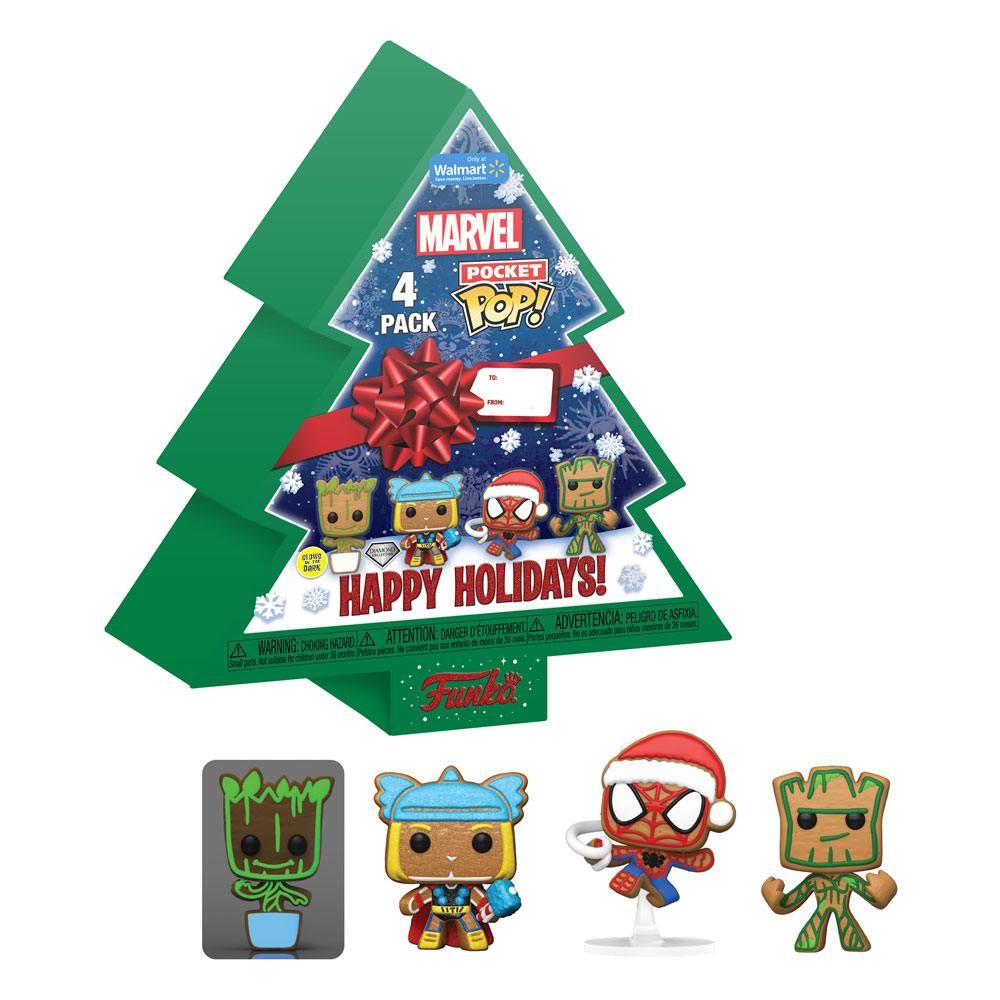 Marvel Holiday 2022 Pocket POP! vinylová Přívěsky na klíče 4-Pack Tree Holiday Box 4 cm Funko