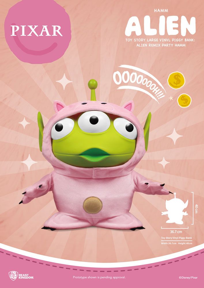 Toy Story Piggy vinylová Pokladnička Alien Remix Party Hamm 40 cm Beast Kingdom Toys