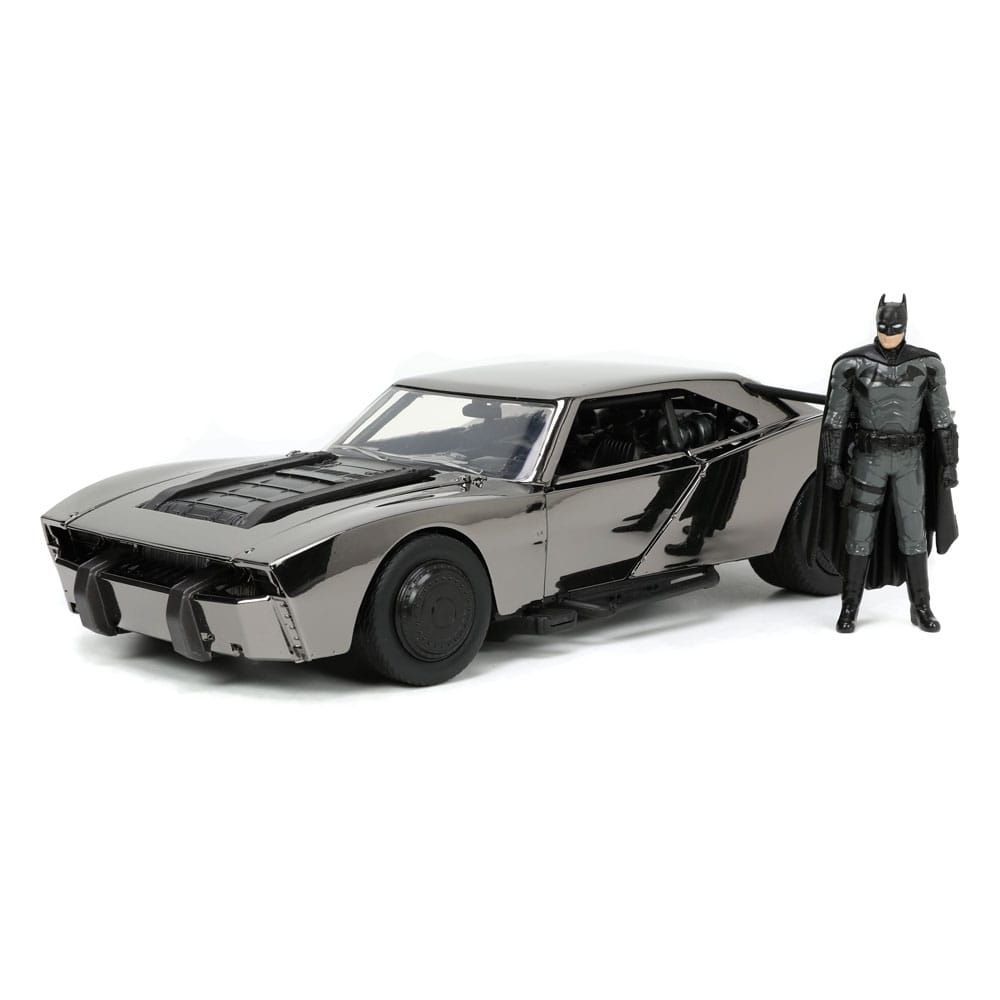 Batman 2022 Hollywood Rides Kov. Model 1/24 2022 Batmobil Black Chrome Convention Exclusive with Figurka Jada Toys