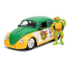 Teenage Mutant Ninja Turtles Hollywood Rides Kov. Model 1/24 VW Drag Beetle with Michelangelo Figurka