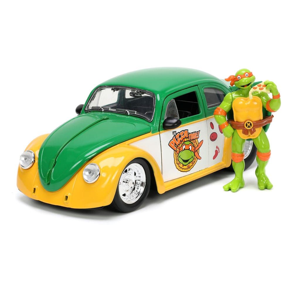 Teenage Mutant Ninja Turtles Hollywood Rides Kov. Model 1/24 VW Drag Beetle with Michelangelo Figurka Jada Toys