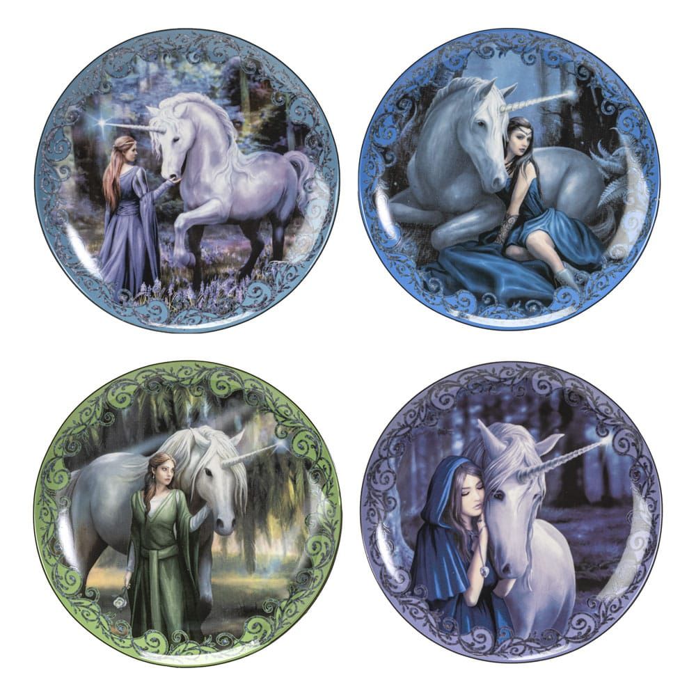 Anne Stokes Talíře 4-Pack Unicorn and Maiden Pacific Trading