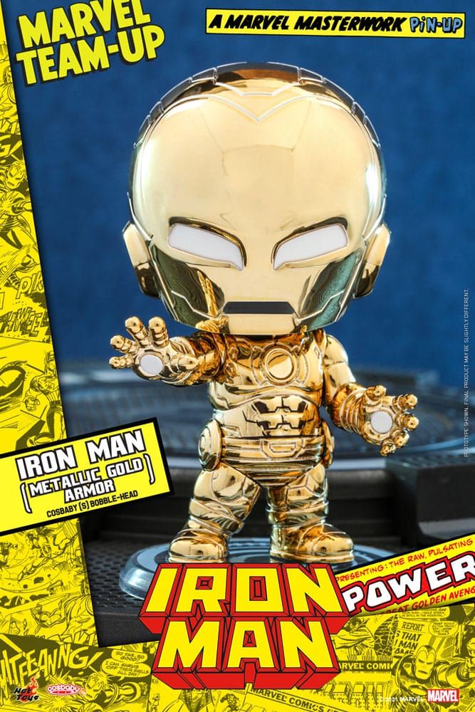 Marvel Comics Cosbaby (S) Mini Figure Iron Man (Metallic Gold Armor) 10 cm Hot Toys