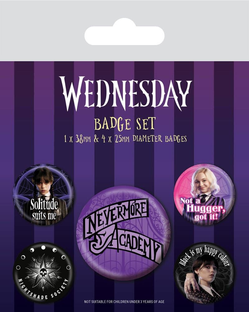 Wednesday Pin-Back Buttons 5-Pack Nevermore Pyramid International