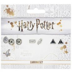 Harry Potter Naušnice 3-Pack Platform 9 3/4, Hedwig & Dopisový, Deathly Hallows (Silver plated)