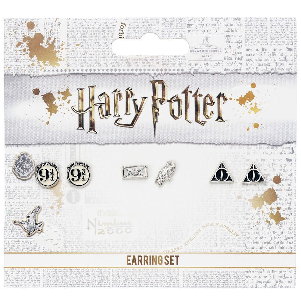 Harry Potter Naušnice 3-Pack Platform 9 3/4, Hedwig & Dopisový, Deathly Hallows (Silver plated) Carat Shop, The