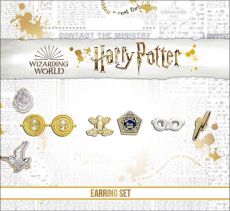 Harry Potter Naušnice 3-Pack Time Turner/Chocolate Frog/Glasses & Lightning Bolt (Silver plated)