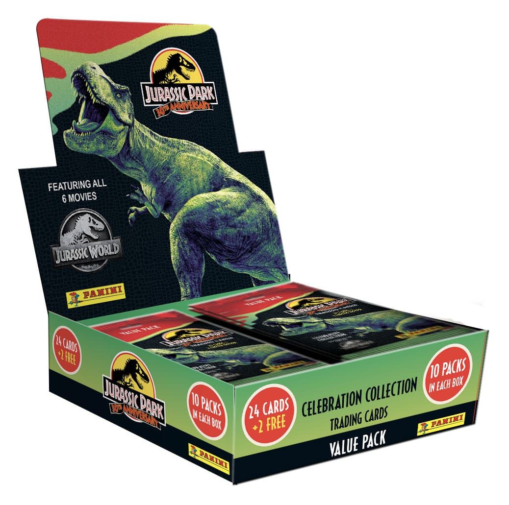 Jurassic Park 30th Anniversary Trading Karty Celebration Kolekce Value Packs Display (10) Německá Verze Panini