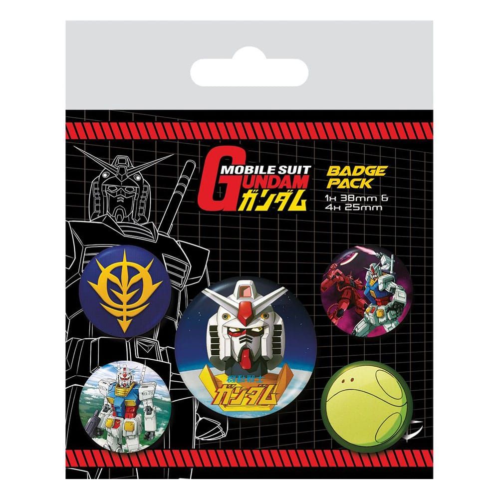 Mobile Suit Gundam Pin-Back Buttons 5-Pack Intergalactic Pyramid International