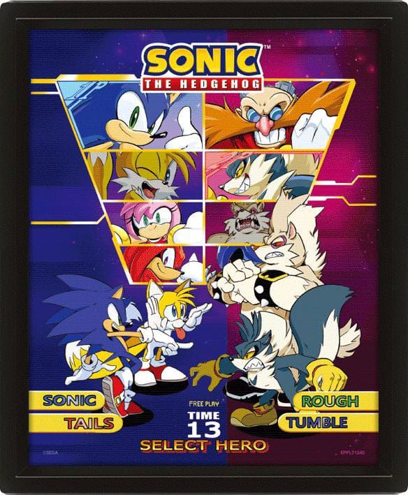 Sonic The Hedgehog 3D Lenticular Zarámovaný Plakát Select Your Fighter 26 x 20 cm Pyramid International